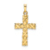 14k Yellow Gold Polished and Textured Solid Floral Cross Pendant