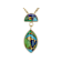 Multi-Color Blended Turquoise Pendant Necklace In 18K Gold Over Sterling Silver