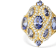 18K Yellow Gold Over Sterling Silver Mixed Shape Tanzanite and White
Zircon Ring 1.38ctw