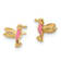 14K Yellow Gold Pink Enameled Hummingbird Stud Earrings