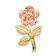 14k Two-tone Gold  Textured Mini Pink Rose Flower Chain Slide Pendant