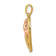 14k Two-tone Gold Polished and Textured Flowers in Heart Pendant