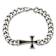 Stainless Steel Polished Black Carbon Fiber Inlay Cross Bracelet