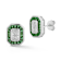 Rachel Zoe White and Green CZ Stud Earrings in Rhodium Over Sterling Silver