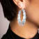 14K Yellow Gold Over Sterling Silver Acrylic and Hand Painted Enamel
Bamboo Illusion Hoops- Ice Blue