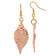 Copper Dipped Evergreen Leaf Gold Tone Shepherd Hook Earrings