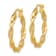 14k Yellow Gold Polished and Textured 1" Twisted Hoop Earrings