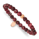 Rose Stainless Steel Polished Red Jade Stretch Bracelet