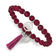Stainless Steel Polished Lotus with Tassel Pink Jade Beaded Stretch Bracelet