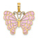 14k Yellow Gold Enameled Butterfly Pendant