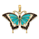 14k Yellow Gold Multi-color Enameled Butterfly Pendant