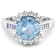 3.33ctw Blue Aquamarine and Diamond 14K White Gold Halo Ring