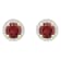 6mm Round Garnet And Created White Sapphire 10k Yellow Gold Halo Stud Earrings