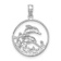 Rhodium Over 14k White Gold Textured Double Dolphin in Circle Pendant