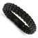 Black Leather and Stainless Steel Brushed Black IP-plated 8.5-inch Bracelet