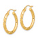 14k Yellow Gold Polished, Satin and Diamond-Cut 1 1/16" Hoop Earrings