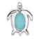 Rhodium Over Sterling Silver Amazonite Turtle Chain Slide Pendant