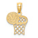 14k Yellow Gold Textured Basketball and Hoop Pendant