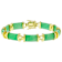 Green Jadeite Rectangular Bangle Bracelet In 18K Gold Over Sterling Silver