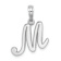 Rhodium Over 14k White Gold Polished Script Letter M Initial Pendant