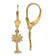 14k Yellow Gold Textured Mini Palmetto Palm Tree Dangle Earrings