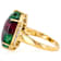 Ruby Zoisite Oval And White Zircon Ring In 18K Gold Over Sterling Silver 0.19ctw