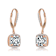Square CZ Halo Drop Earrings In 18K Rose Gold Over Sterling Silver