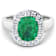3.01ctw Green Emerald and Diamond 14K White Gold Halo Ring