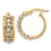 14k Yellow Gold and 14k White Gold Polished and Beaded 3/4" Hoop Earrings