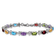 Rhodium Over 14k White Gold Rainbow Floral Gemstone and Diamond Bracelet