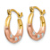 14k Two-tone 9/16" Brushed Flower Hoop Earrings