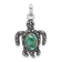 Rhodium Over Sterling Silver Antiqued Reconstituted Turquoise Turtle Pendant