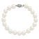 Rhodium Over Sterling Silver 9-10mm White Freshwater Cultured Pearl Bracelet