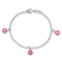 Sterling Silver Pink Enamel Flowers Children's Bracelet