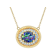 Opal Triplet And Zircon Halo Necklace In 18K Gold Over Sterling Silver 0.41ctw