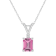 7x5mm Emerald Cut Pink Topaz with Diamond Accent 14k White Gold Pendant
With Chain