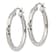 Sterling Silver Diamond-cut Satin 3x30mm Hoop Earrings