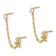14K Yellow Gold Cubic Zirconia Children's Double Post with Chain Flower Earrings