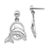 Rhodium Over Sterling Silver Dolphin in Hoop Dangle Post Earrings