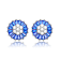 Sapphire Color CZ Halo Stud Earrings In Sterling Silver