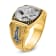 10K Two-tone Yellow and White Gold Men's Enameled and Diamond Blue Lodge
Masonic Ring 0.15ctw