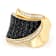 Black Spinel And White Zircon Ring In 18K Gold Over Sterling Silver 1.56ctw