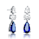 Sapphire Color CZ Drop Earrings In Sterling Silver