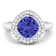 Cushion Cut Violet Tanzanite and White Diamond 14K White Gold Halo Ring
2.23 ctw
