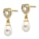 14K Yellow Gold 7x5mm Teardrop Freshwater Cultured Pearl 0.01ct Heart
Diamond Dangle Earrings