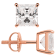 White Cubic Zirconia 14k Rose Gold Studs With Velvet Gift Box 3.00ctw