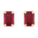 6x4mm Emerald Cut Lab Created Ruby 10k Yellow Gold Stud Earrings