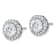 Rhodium Over 14K White Gold Round Halo G H I True Light Moissanite Earrings