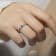 Blue Sapphire and Moissanite Sterling Silver Heart Shape Cluster Ring