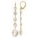 14K Yellow Gold Crystal and White Quartz Leverback Dangle Earrings